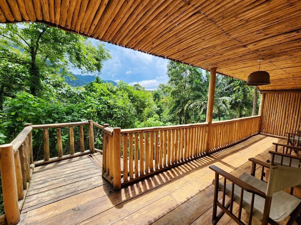 A wooden deck overlooking a tropical jungle. The kind of place a remote role gives you the option to work from.